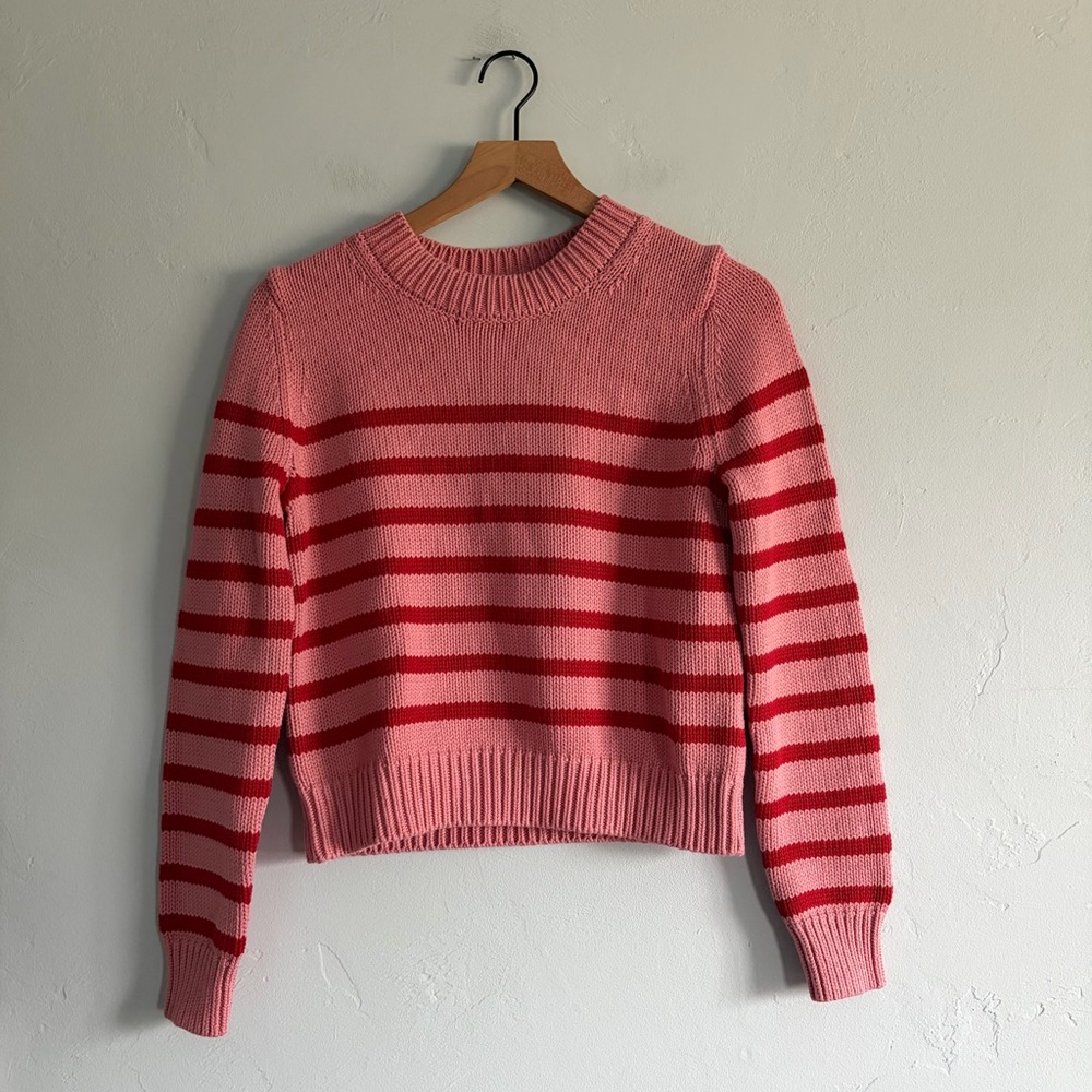 Boden Lucy Chunky Cotton Sweater Pink Red - Picture 4 of 10